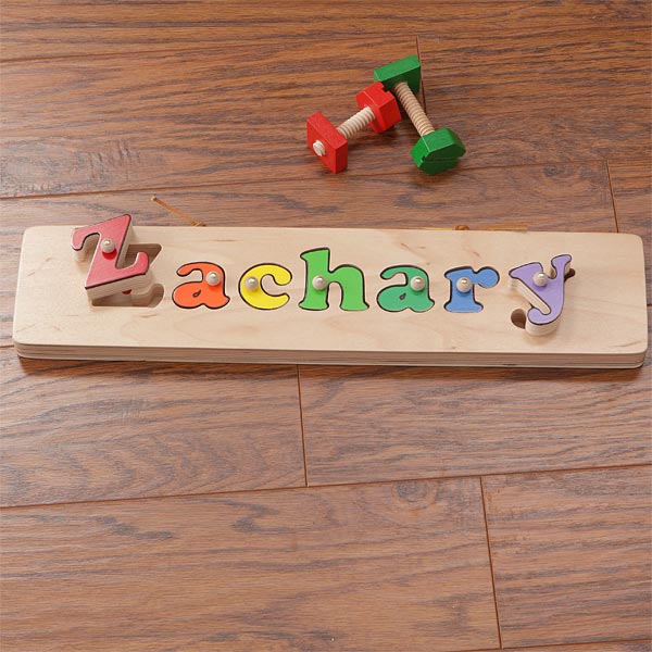 kids wooden name puzzle
