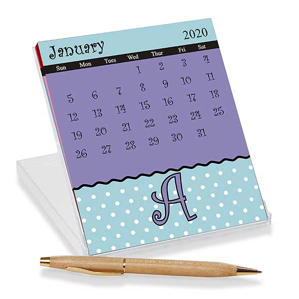 Initial Monogram Personalized Desk Calendar Dot To Dot