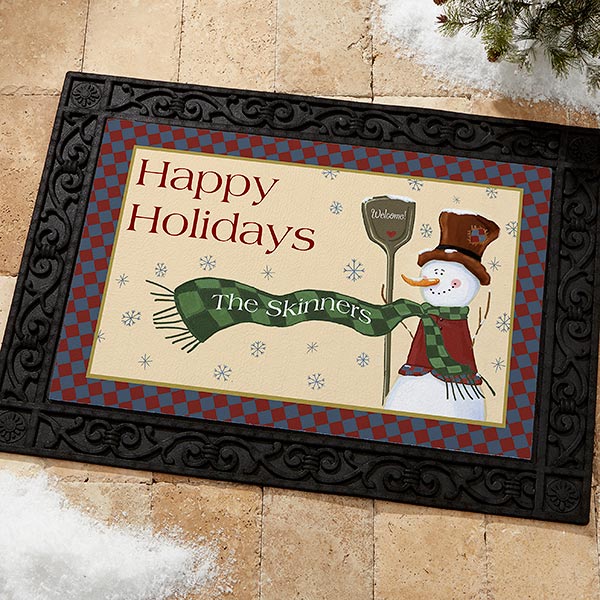 7643   Let It Snow Snowman Personalized Doormat   Standard Size