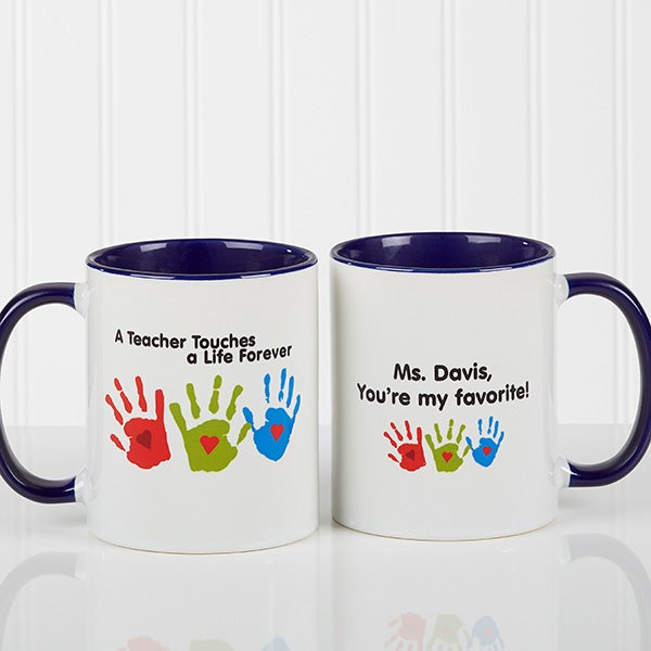 Personalized Teacher Coffee Mug - Kids Handprints - 8027