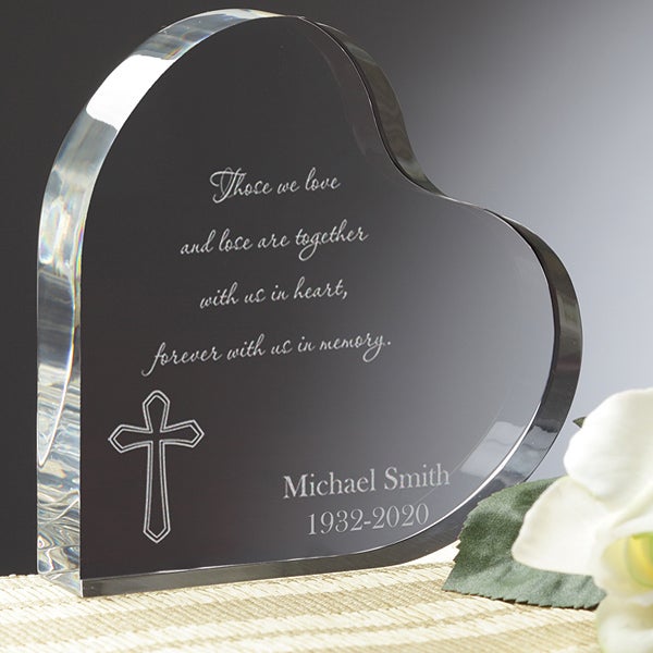 Memorial Heart with Inclusion, Remembrance Gift