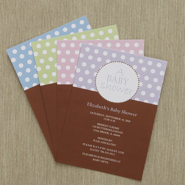 Personalized Baby Shower Invitations Polka Dots