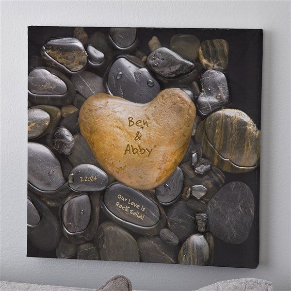 Personalized Canvas Wall Art -16x16 Romantic Heart Rock