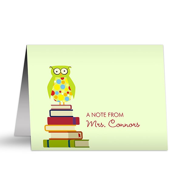 Personalized Teacher Note Cards - Wise Owl - 9918