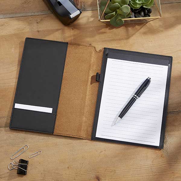 Sophisticated Style Black Personalized Padfolio