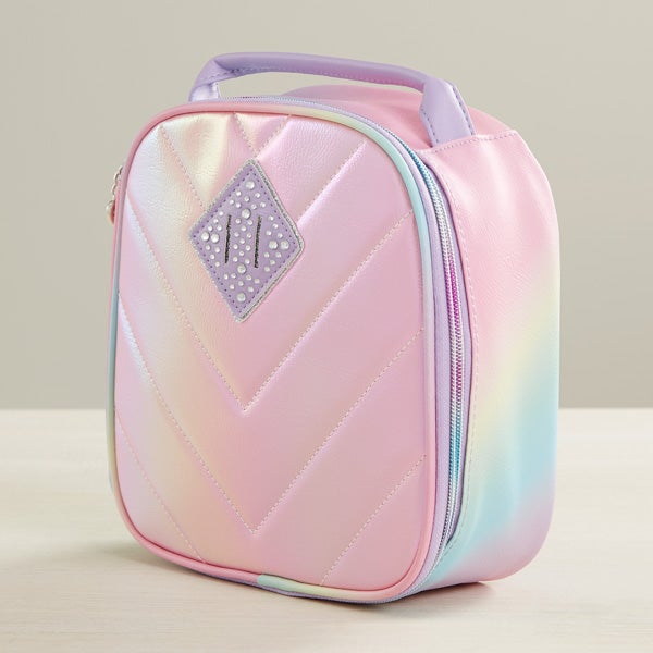 Chevron Quilted Rhinestone Embroidered Lunch Bag