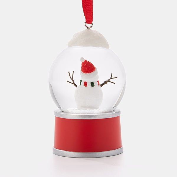 Engraved Happy Snowman Snow Globe Ornament