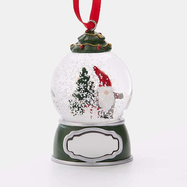 Engraved Gnome with Gifts Snow Globe Ornament