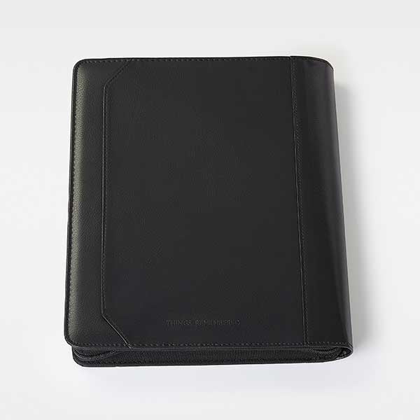 Engraved Leather Zipper Padfolio for Professionals