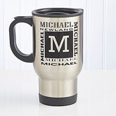 Personalized Travel Mug - Stainless Steel Mug Name Design - 6039