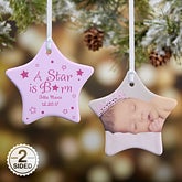 Personalized Baby Photo Star Christmas Ornament - 6354