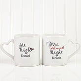Mr and Mrs Right Personalized Wedding Coffee Mug Set - 6467