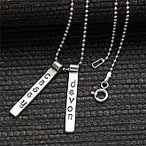 Stamped Name Bar Personalized Pendant Necklace - 7132D