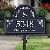 Personalized Yard Stake Address Plaque with Monogram - 7152