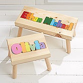 Personalized Wood Name Puzzle Stool - 7622D