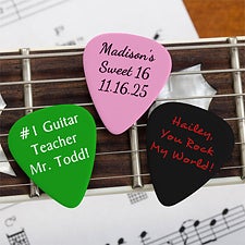 Personalized Guitar Picks - Custom Text  Color - 9054