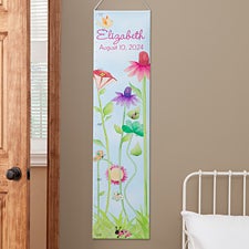 Personalized Growth Chart for Girls - Flowers  Butterflies - 9510