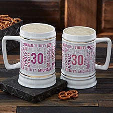 Repeating Birthday Personalized Beer Stein