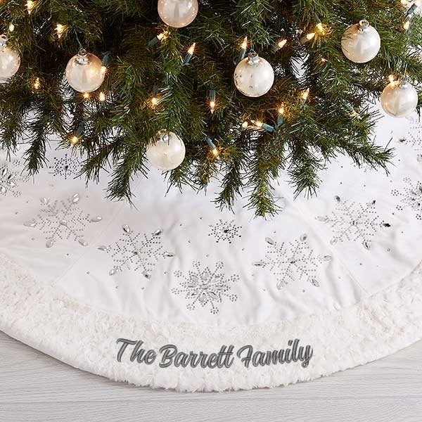 Elegant Snowflake Personalized Christmas Tree Skirt, Christmas Home Decor, Custom on sale Tree Skirt