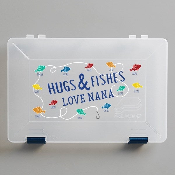 Hugs & Fishes Personalized Plano Tackle Fishing Box, Storage Box