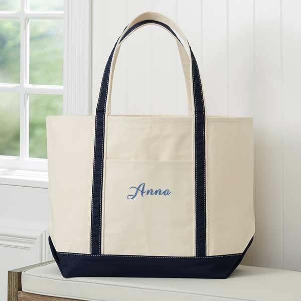 Deluxe Weekender Embroidered Tote Navy