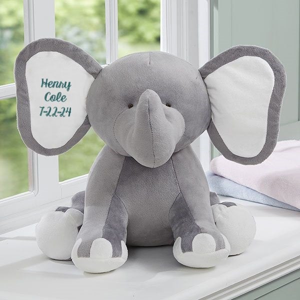 Embroidered Jumbo Plush Baby Elephant