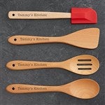 18537 - Kitchen Expressions Personalized Beechwood Utensils- 4pc Set