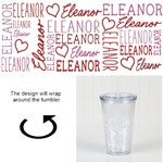 50582 - Repeating Name Heart Personalized Insulated Acrylic Tumbler