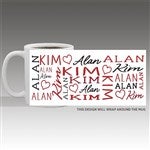 47428 - Repeating Name Heart Personalized Coffee Mug 30 oz.