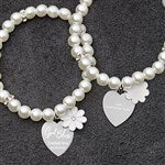 47329 - God Bless Personalized Flower Heart Bracelet